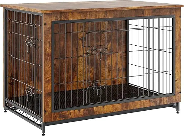 Masterpiece Dog Crate Furniture- 38" Wooden Dog Crate With Double Doors- Heavy-Duty Dog Cage