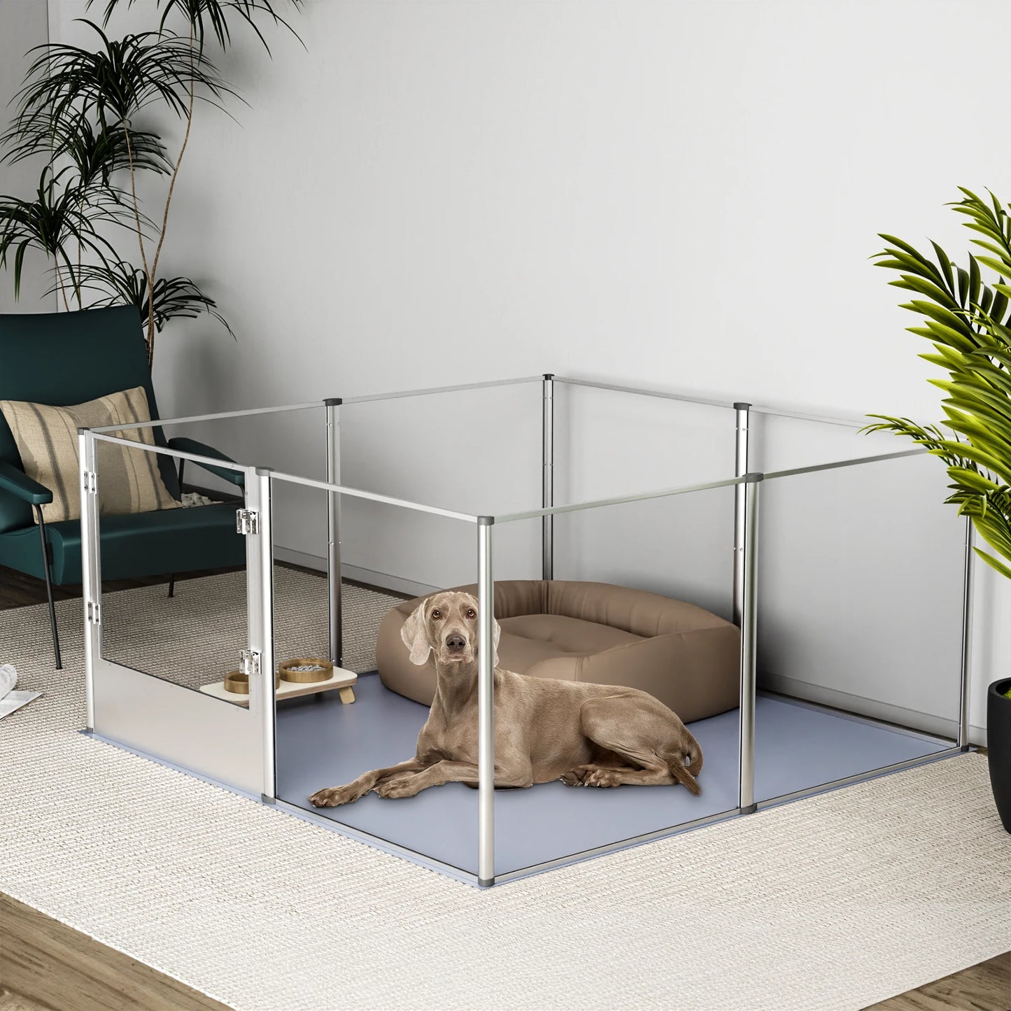 Acrylic Dog Playpen Fence -Pet Clear Exercise Play Pen -Whelping Box with Waterproof Fertility Pad
