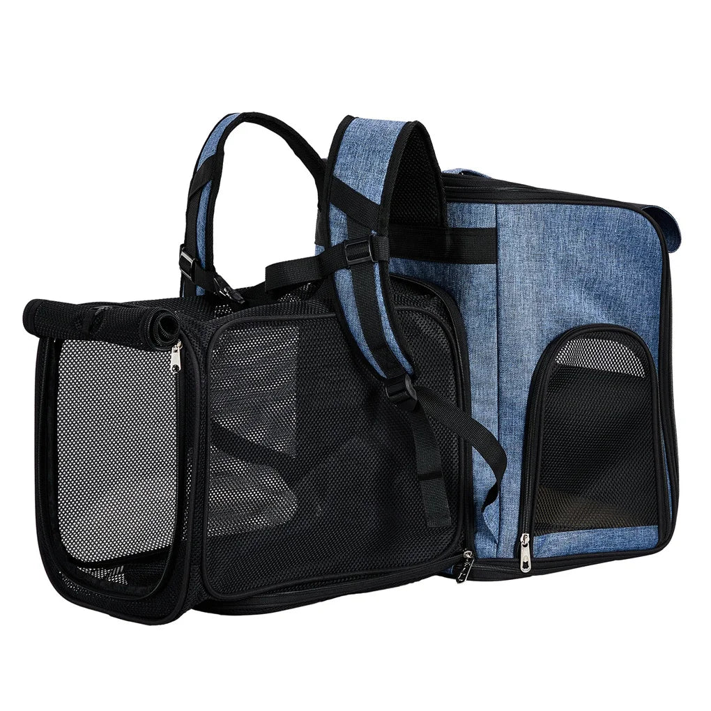 Backpack Carrier- Expandable Dog Carrier with Back Extension- Breathable Mesh -Travel Backpack for Small Dogs