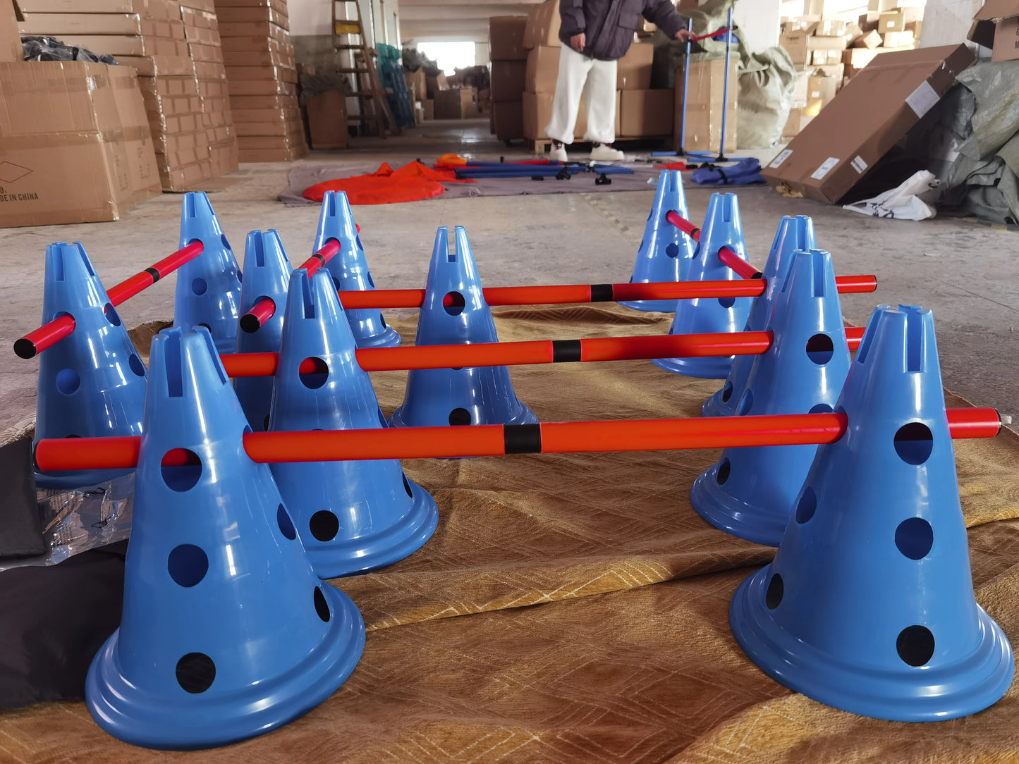 Dog Agility Hurdle Cone Set -Dog Agility Course Set with 12 Cones 6 Rods Dog Agile Training Equipment for Outdoor Backyard-Training