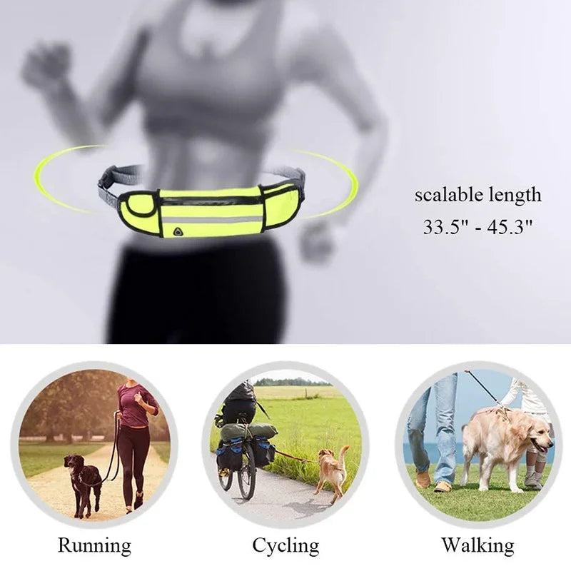 Hands Free Dog Leash with Zipper Pouch- Reflective Bungee for Medium Dogs- Walking Jogging and Running