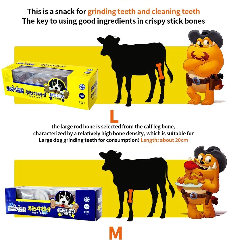 For Small /Medium size Dogs- Crispy Beef Bone Stick- Grinding Teeth and Strengthening -Delicious Nutritious Balanced Meat Flavorful Bone