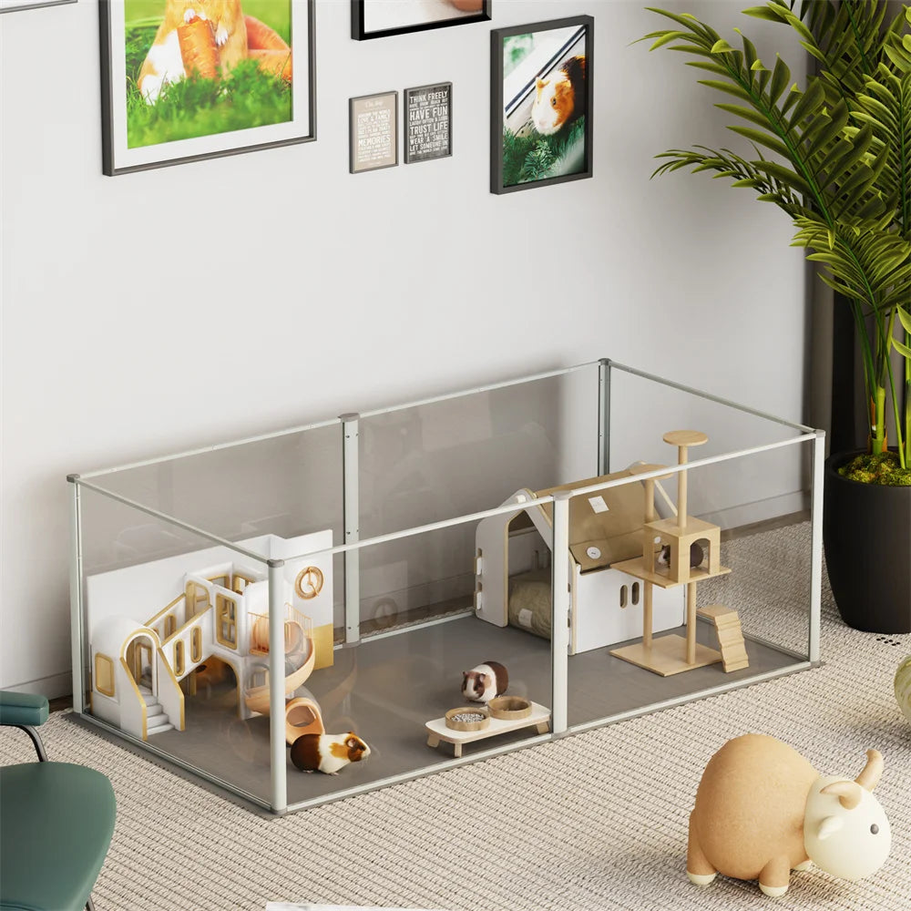 1Pc Acrylic Dog Playpen- Whelping Pen Box- Indoor Enclosure- Pet Clear Fence -Puppy Playpen with Waterproof Fertility Pad