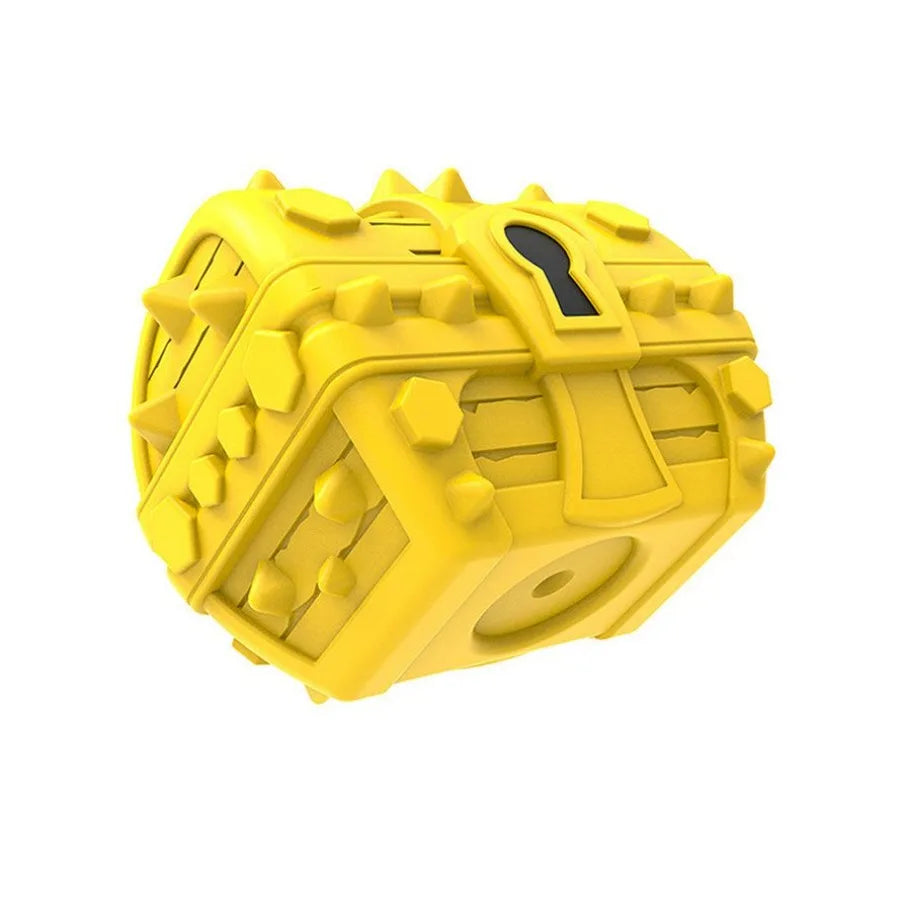 Pet Dog Toothbrush Chew Toys- Upgraded Treasure Chest Sounding Toy- Dental Care Tooth Cleaning- Safe- Squeak Toy