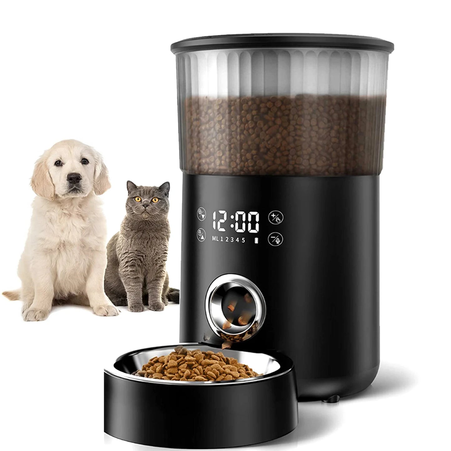 3L Automatic Pet Feeder With Voice Recorder-Food Bowl For Small Medium Dogs- LCD Screen Dispensers- up to 4 Times One Day