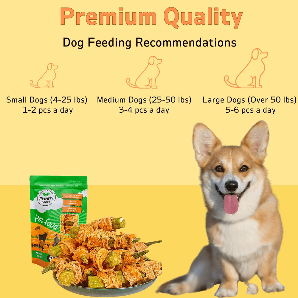 7.05oz/14.11oz (200g/400g) Chicken Wrapped Okra- All Natural Ingredients- Healthy- Easily Digestible