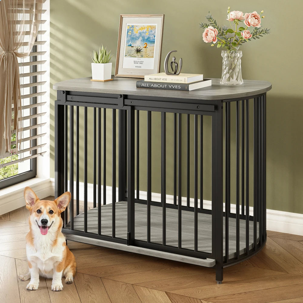 31.5" Furniture Style Dog Crate for Small and Medium Dogs- Wooden Cage- Indoor Kennel Furniture-Modern