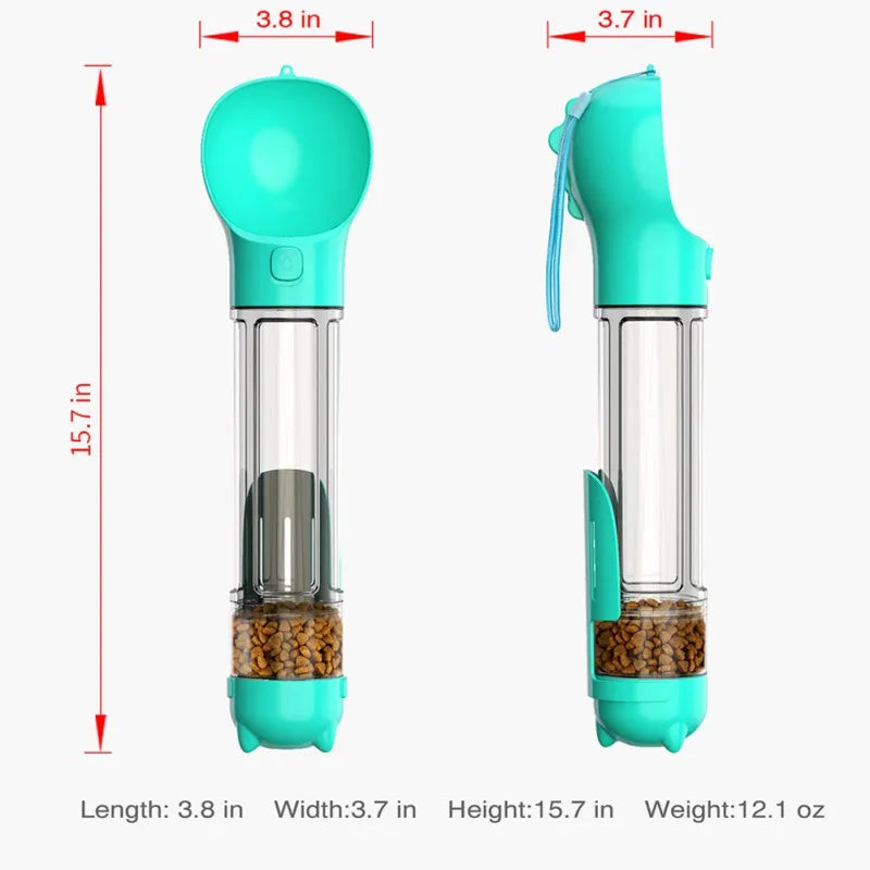 300 ml/500 ml Dog Water Bottle- 4 in 1 Portable Water Bowl Dispenser with scoop- Dog Whistle- Poop Scoop- Food Container