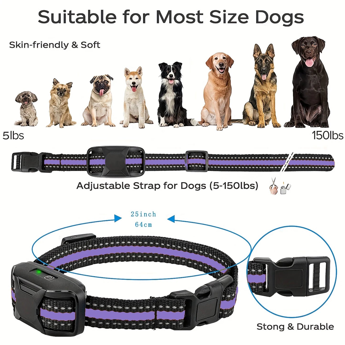 3300 Ft. Electric Dog Training Collar- Remote Control- Waterproof -Pet Behavior For 5lbs to 150lbs- Puppies- With Vibration Shock Beep