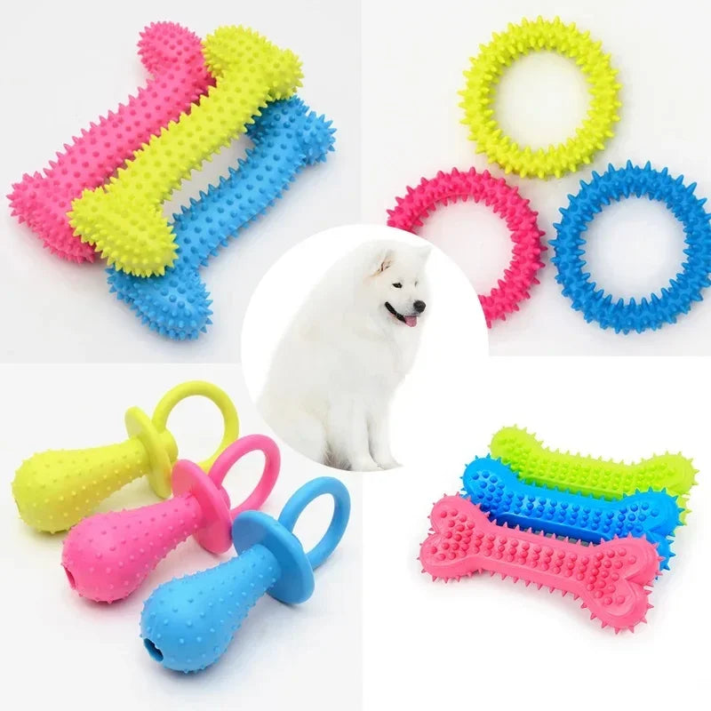 Pet Toys for Small Dogs- Rubber Bite Resistance Toy- Teeth Cleaning- Chew Training Toys