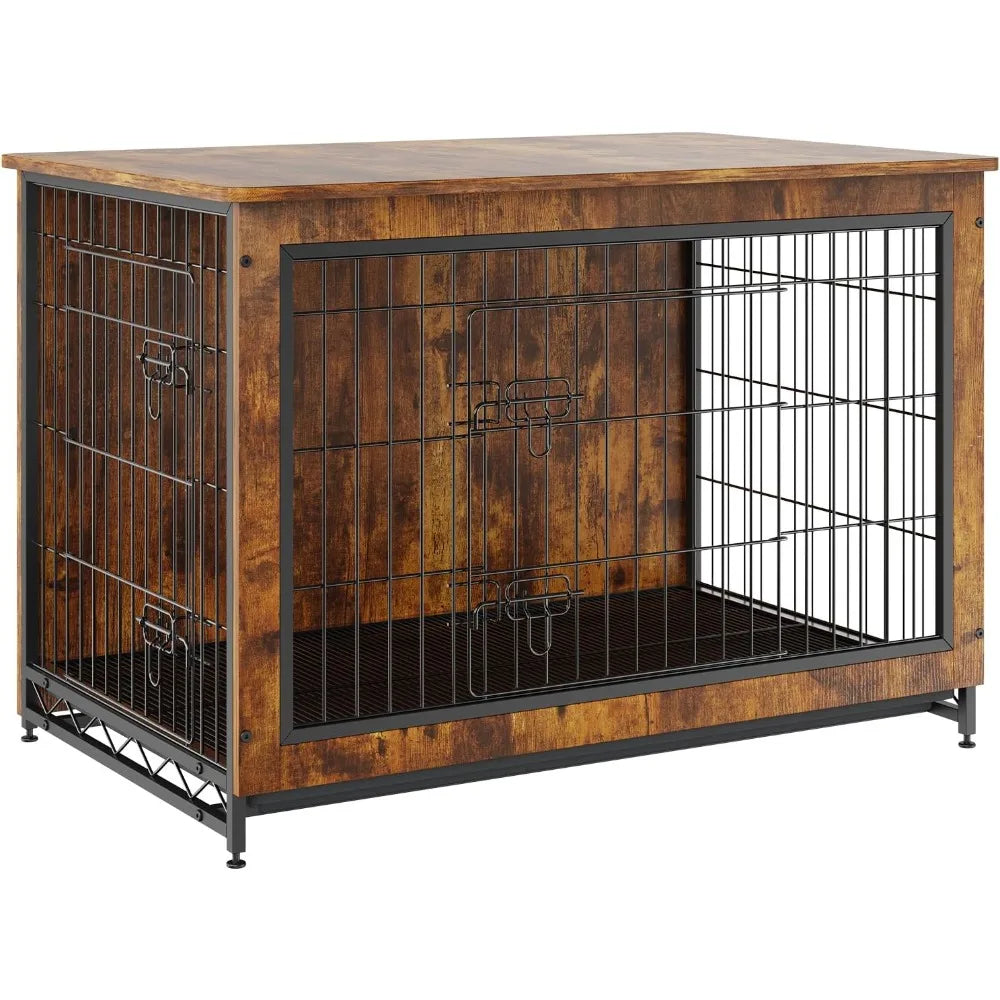 Masterpiece Dog Crate Furniture- 38" Wooden Dog Crate With Double Doors- Heavy-Duty Dog Cage