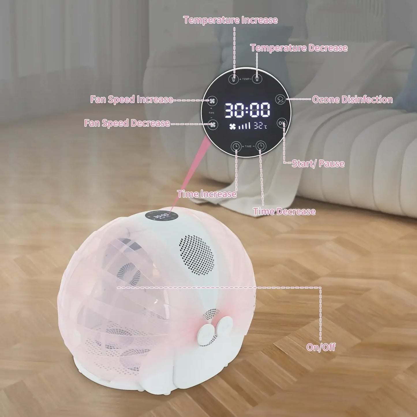 Smart Pet Dryer Box- Automatic Pet Dryer- Small Dog Drying Box with 8 Fan 4 Speed-Foldable-Hair Blow 360°- Ultra Quiet
