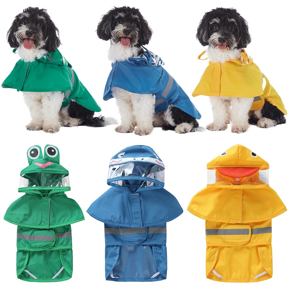 Fashionable Reflective Pet Dog Raincoat Cute Hooded Waterproof Poncho