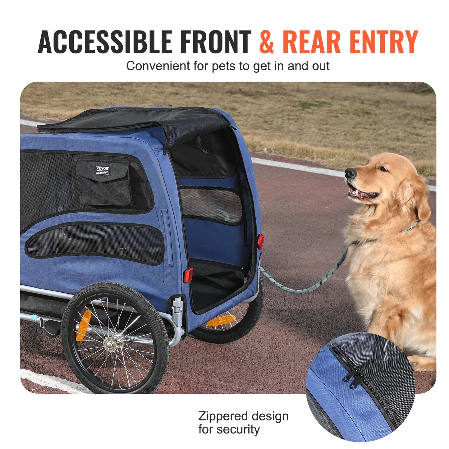 SucceBuy 100lbs Pet Cart Bicycle Carrier Dog Bike Trailer with Coupler- Reflectors- Flag- Collapsible to Store- for Dogs- Travel