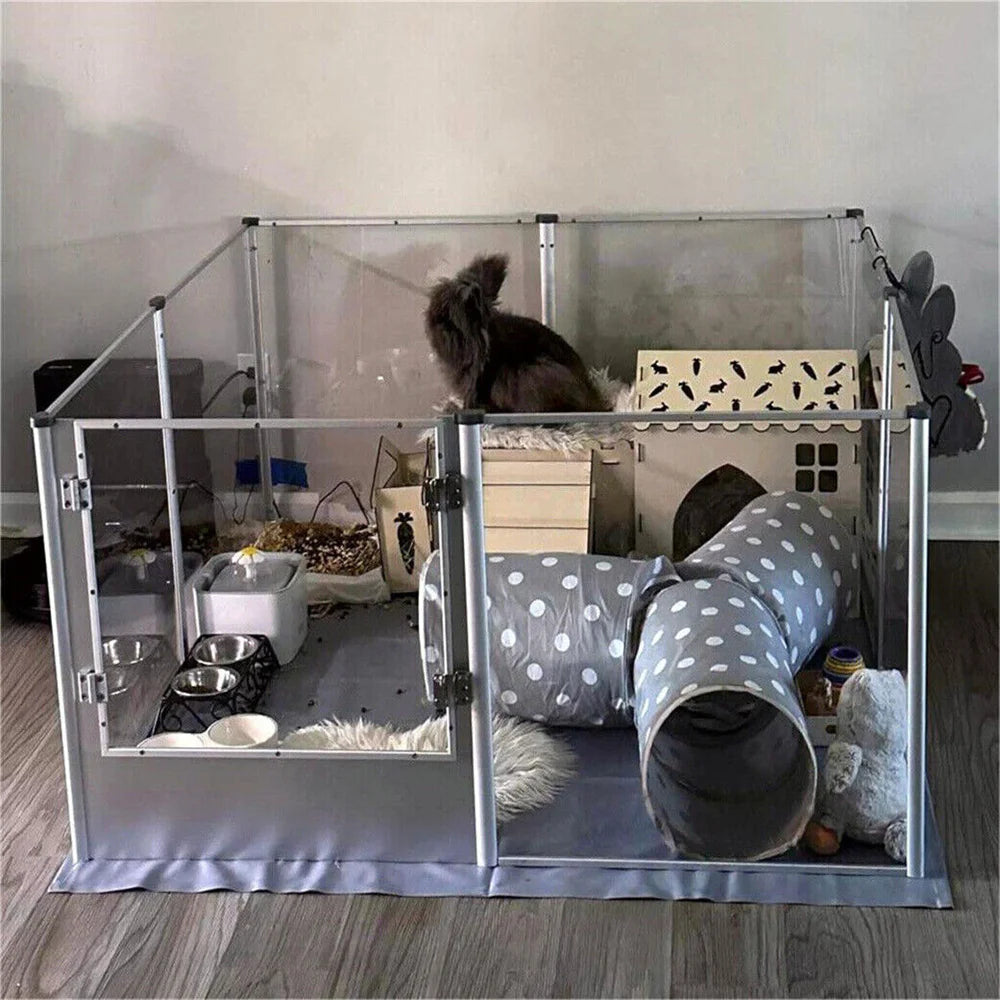 1Pc Acrylic Dog Playpen- Whelping Pen Box- Indoor Enclosure- Pet Clear Fence -Puppy Playpen with Waterproof Fertility Pad
