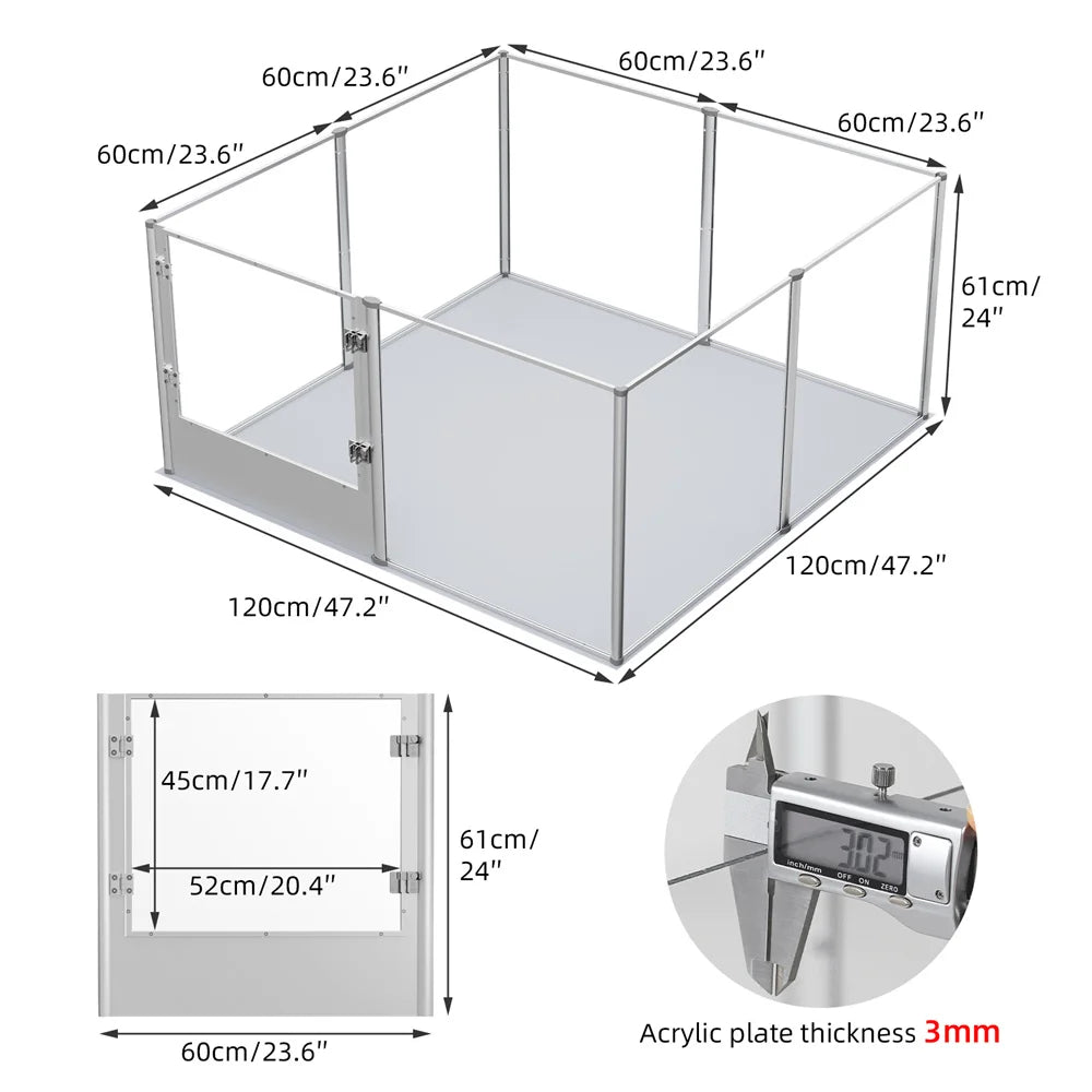 Extra Large Dog Playpen- Acrylic Enclosure with Waterproof fertility Pad- Pet Animal Bunny Ferrets Pet Whelping Box