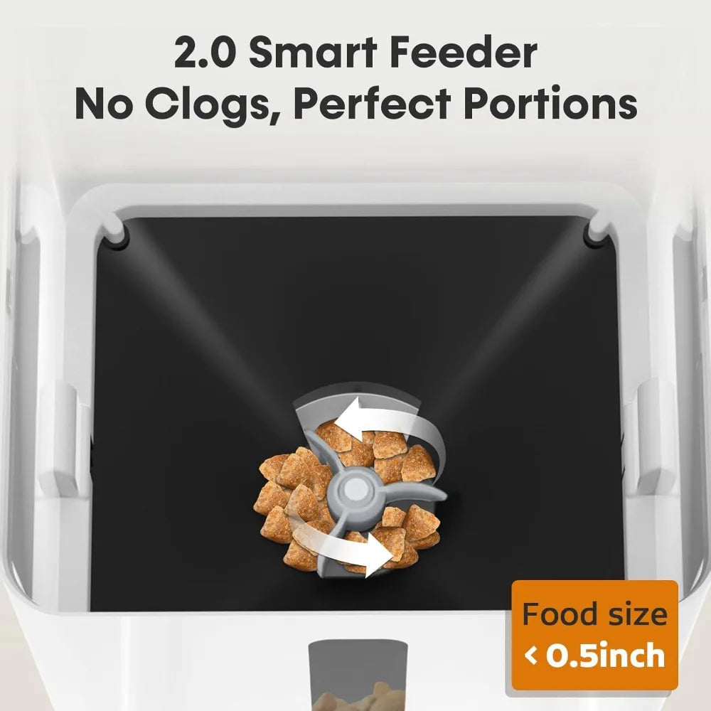 Automatic Dog Feeder with Camera WiFi- 5G App Control -Easy Setup Dog Food Dispenser - HD 1080P Video Recording Timed Pet Feeder