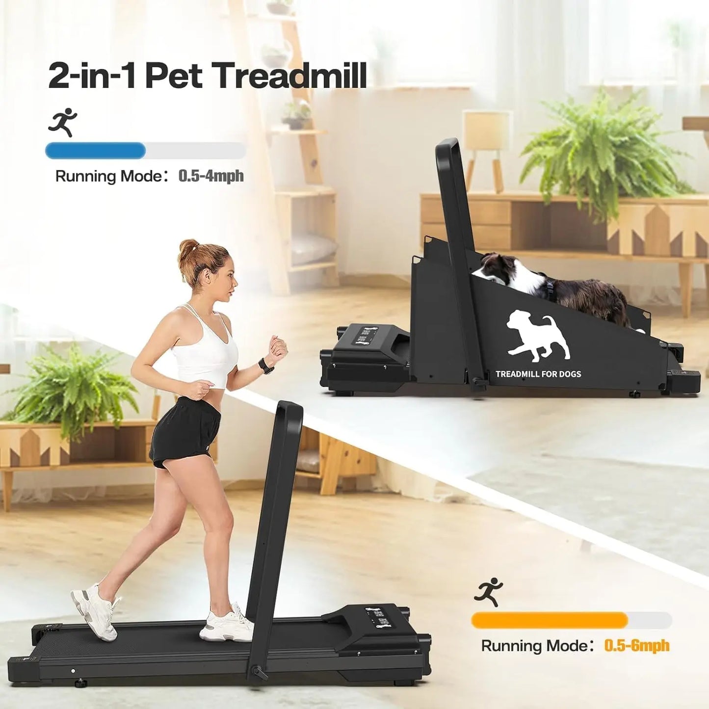Dog/Human Treadmill- 220lbs Dog Trotter Treadmill- for Small Dogs and Medium Dogs- 2.5 Hp Folding Doggie Running Machine