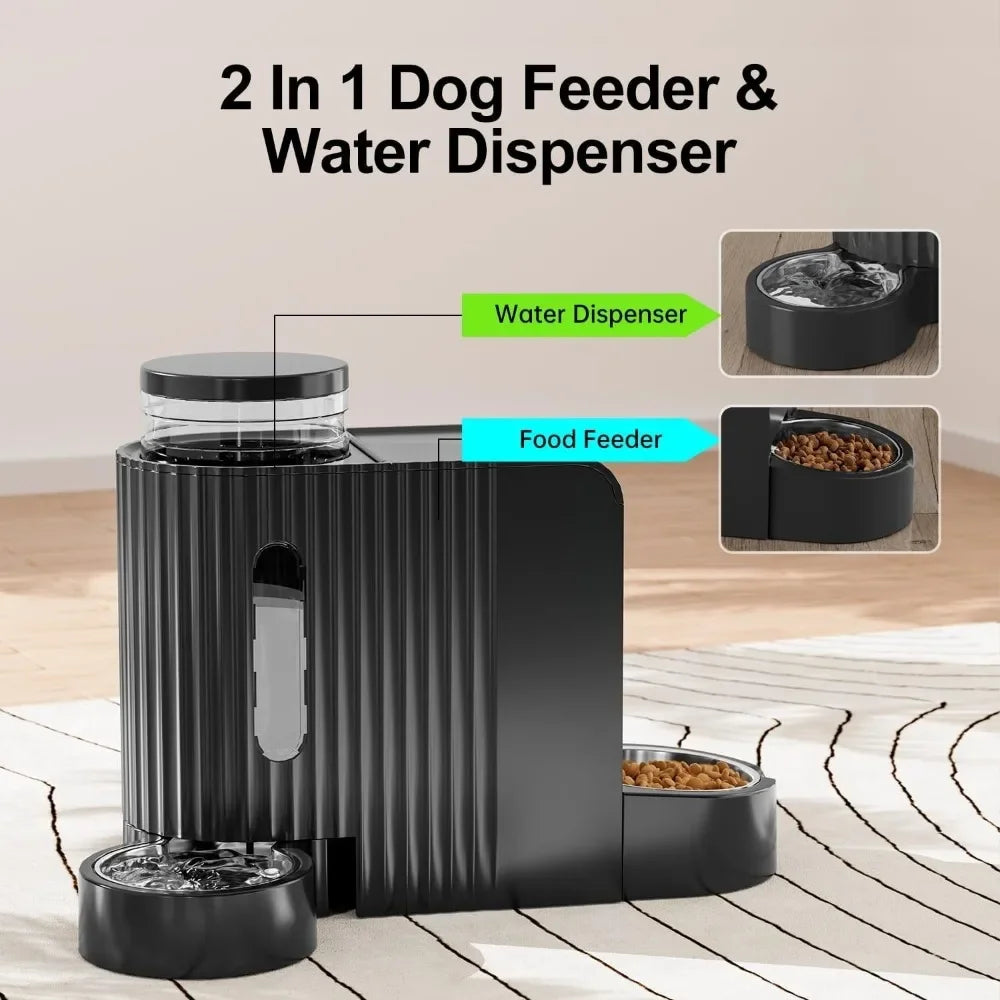 Automatic Gravity Pet Feeder- 1.8 Gallons-D Stainless Steel Bowls- Feeder and Water Dispenser Set
