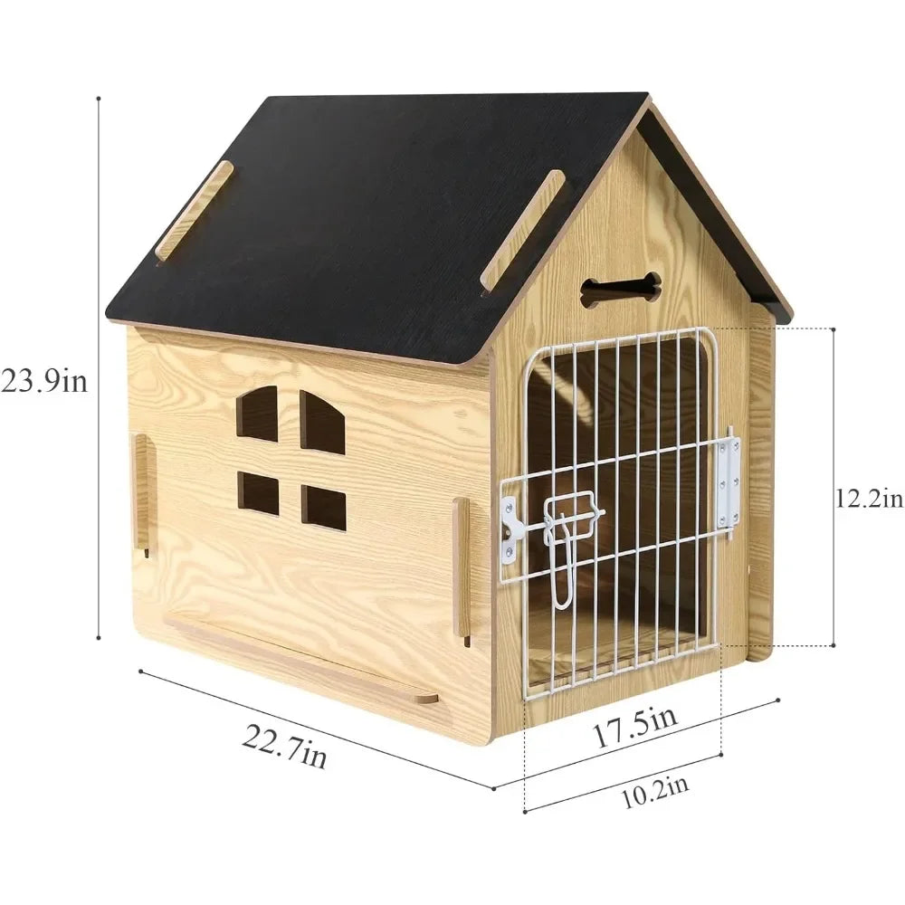 Doghouse Comfortable Wooden Design Dog House Crate for Dogs- Small Indoor Bed - Vented- Raised Floor
