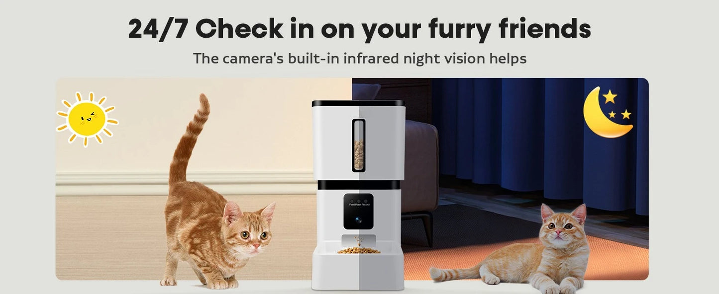 Automatic Dog Feeder with Camera WiFi- 5G App Control -Easy Setup Dog Food Dispenser - HD 1080P Video Recording Timed Pet Feeder