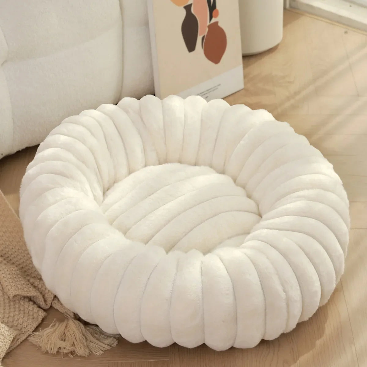 40-70cm Round Pet Bed for Dog-Super Soft Long Plush Dog Bed-House for Medium Dogs-Beds & Blankets