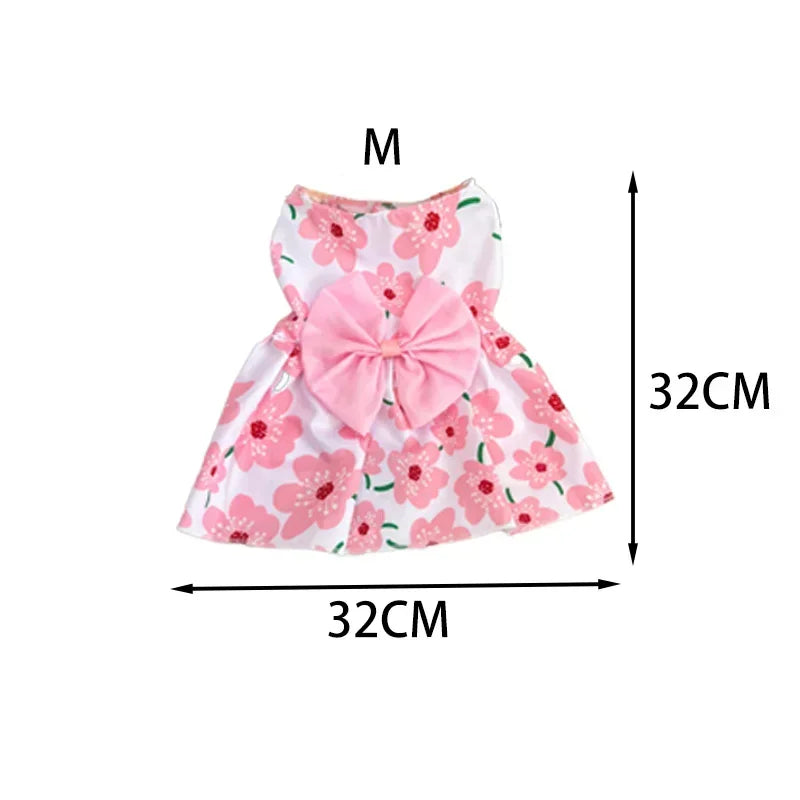 Summer Dog Princess Dress- Cute Dress- Bow -Lace for Small Medium Dogs