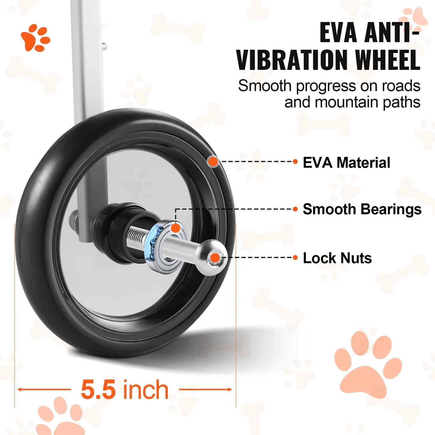 VEVOR 2 Wheels Dog Wheelchair for Back Legs -Pet Wheelchair Dog Cart/Wheelchair for Injured Disabled Paralysis Hind Limb Weak Pet