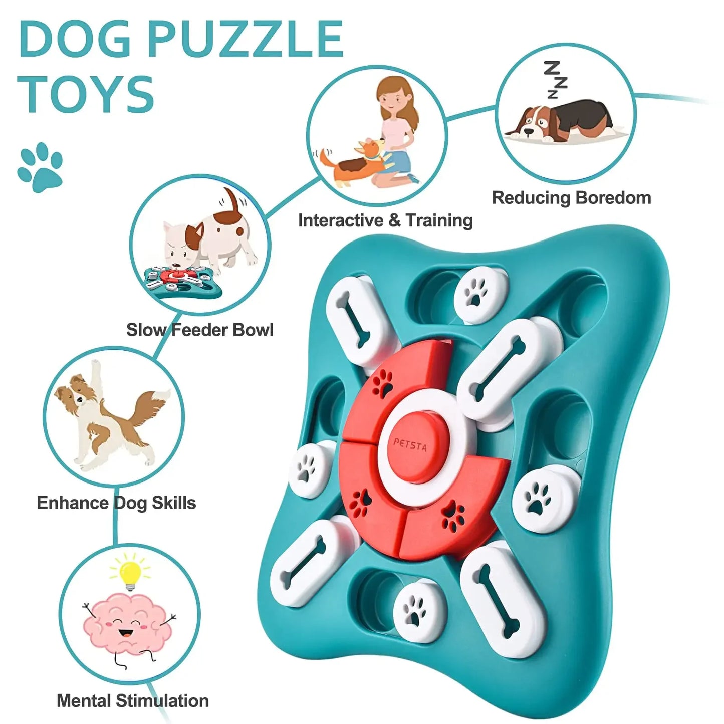 Dog Puzzle Toys, Treat Dispensing Dog Enrichment Toys for IQ Training- Brain Stimulation- Interactive Mentally Stimulating