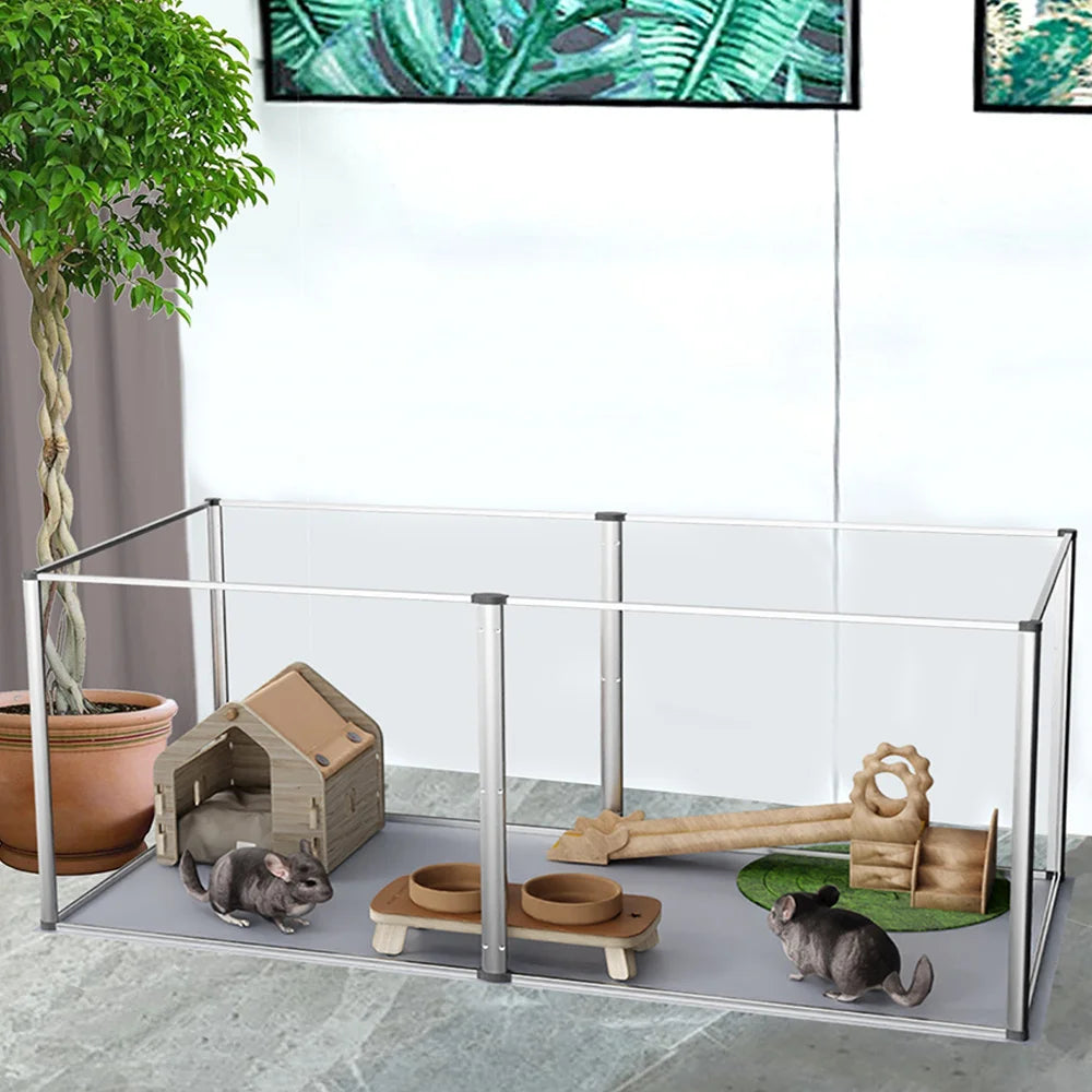 1Pc Acrylic Dog Playpen- Whelping Pen Box- Indoor Enclosure- Pet Clear Fence -Puppy Playpen with Waterproof Fertility Pad