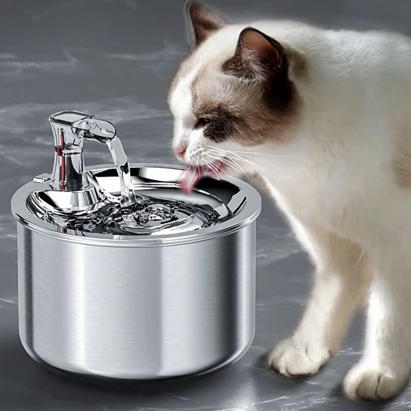 2L Stainless Steel Pet Automatic Water Dispenser -Fountain with Optional Sensor and Heater
