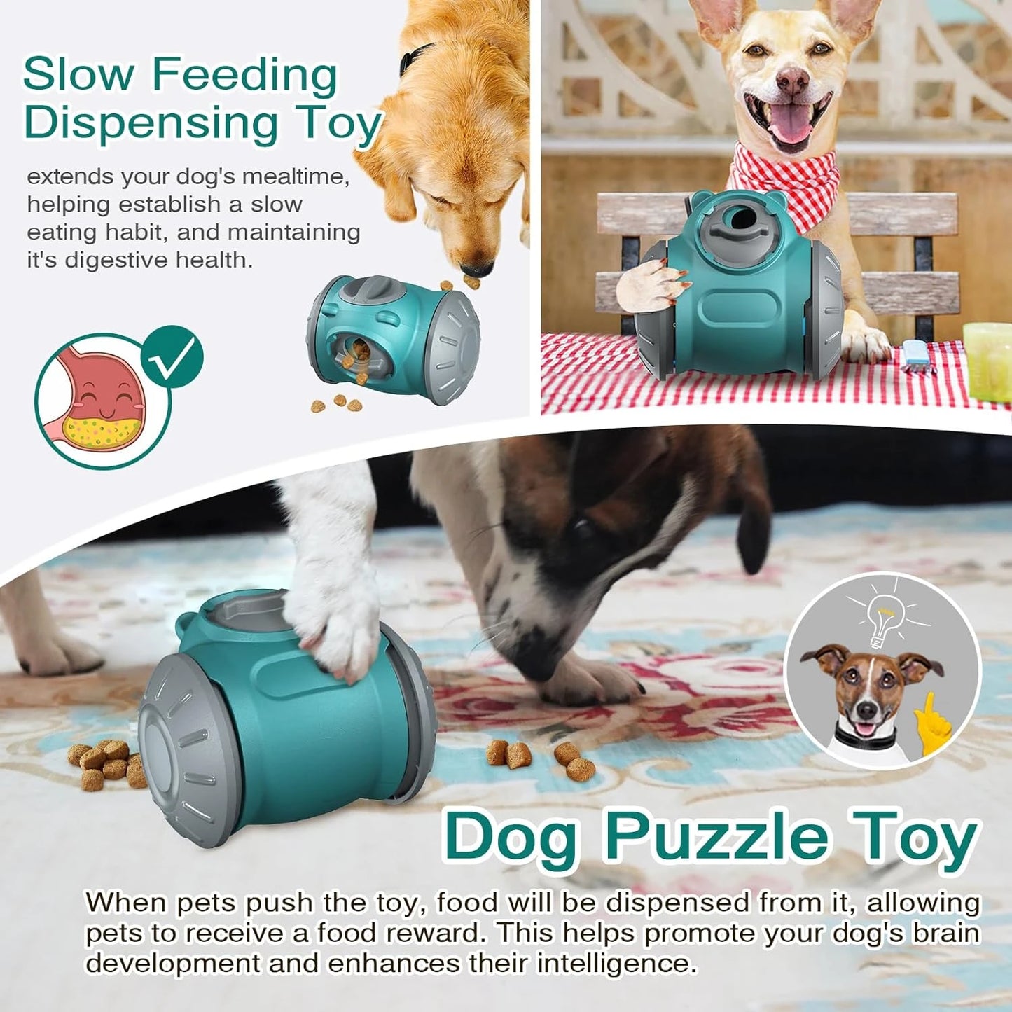 Engaging interactive non-slip rubber Level 1 dog puzzle toy for mental stimulation - challenging and fun treat feeding promo