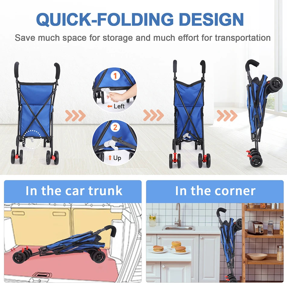 Pet Stroller Dog Cat Cage Jogger 4 Wheels Waterproof Puppy Travel Folding Carrier Pet Stroller