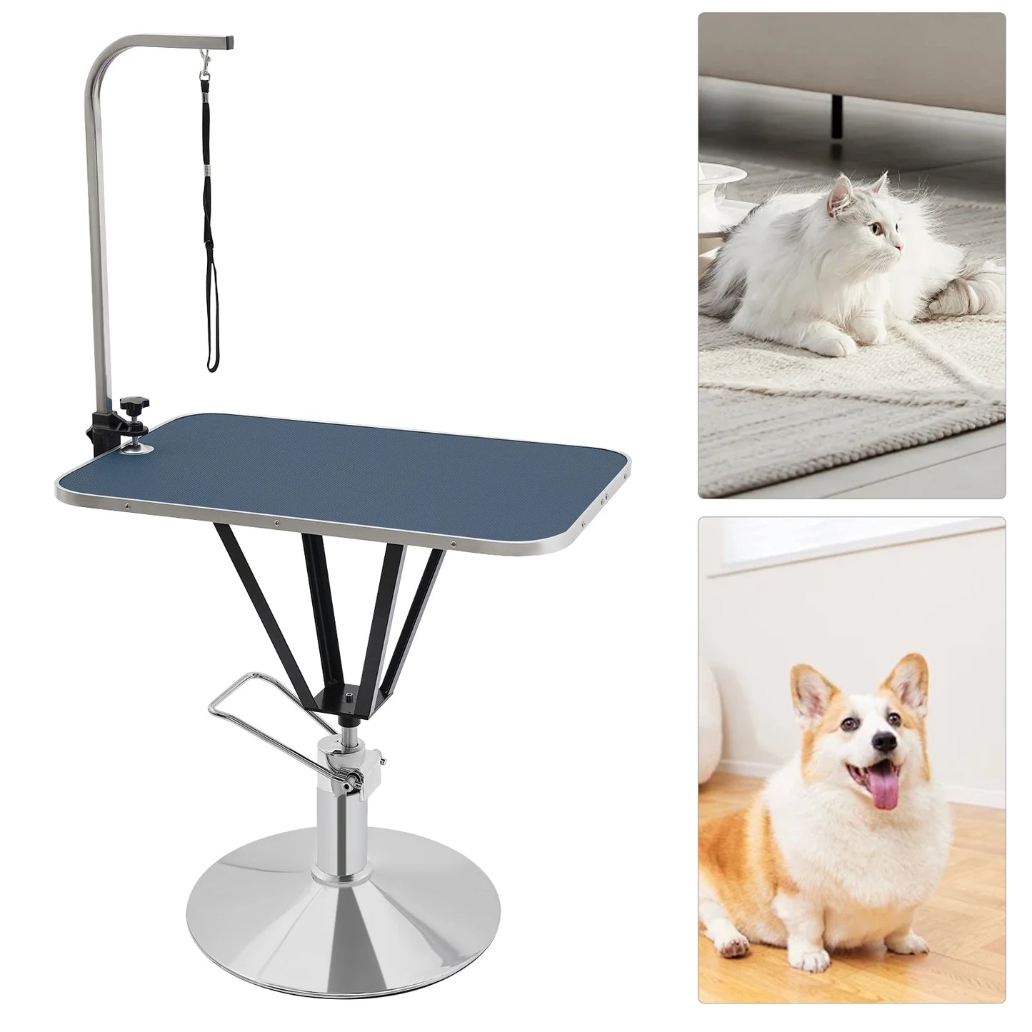 Grooming Table- Hydraulically Lifting - 360° Tabletop Swivel Angle Animal Care Table