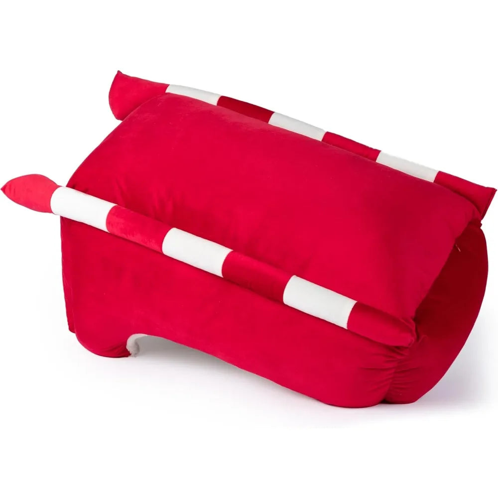 Holiday Sleigh Dog Bed, Red Velvet with Natural Color Faux Fur, Indoor and Outdoor Dog Bed, Holiday Themed Pet Beds