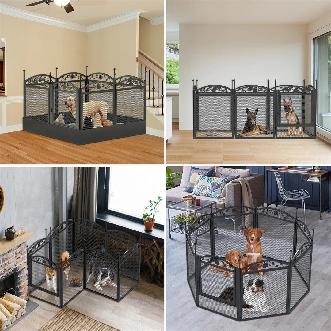 8 Panels DIY Heavy Duty Dog Playpen Fence- Outdoor Indoor Metal Fence with Waterproof Fertility Pad for Whelping-Training