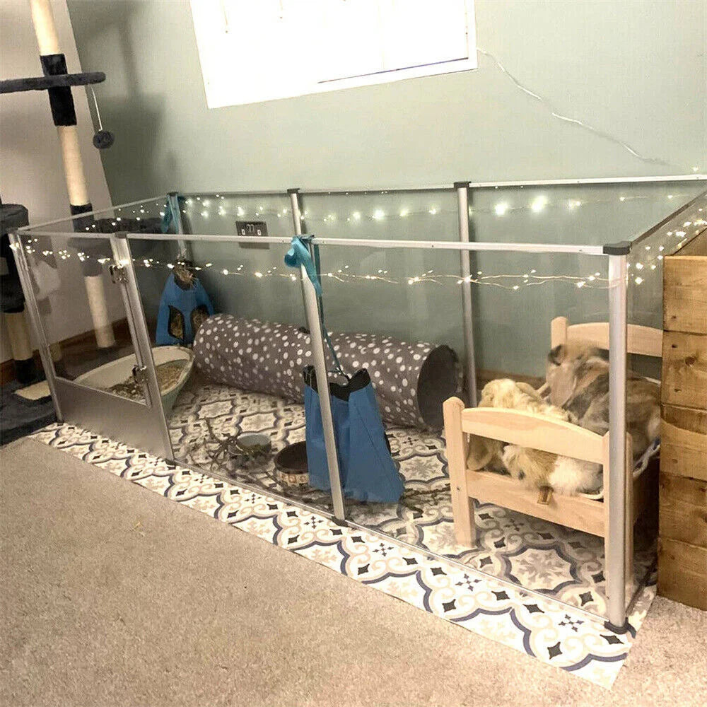 1Pc Acrylic Dog Playpen- Whelping Pen Box- Indoor Enclosure- Pet Clear Fence -Puppy Playpen with Waterproof Fertility Pad