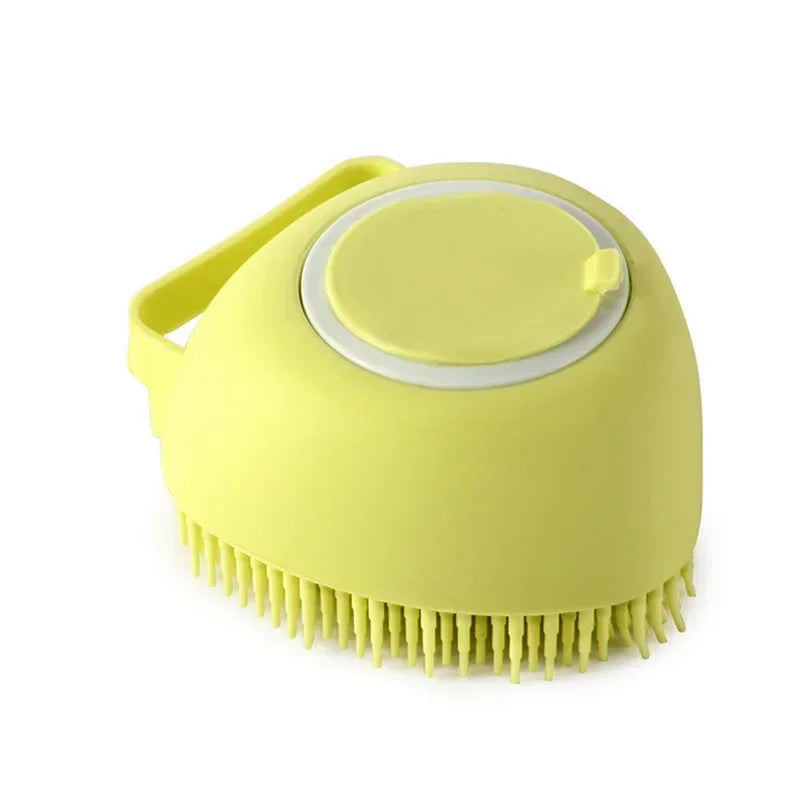 Pet Dog Shampoo Brush- 2.7oz 80ml Massage Comb Grooming Scrubber for Bathing Short Hair- Soft Silicone Rubber
