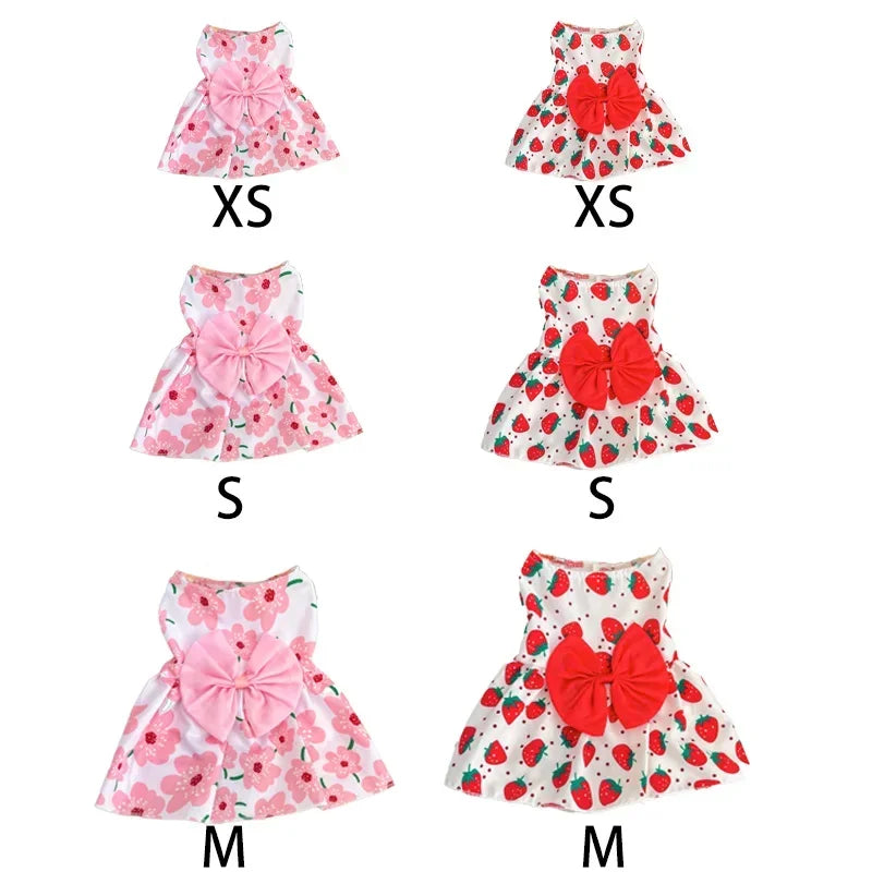 Summer Dog Princess Dress- Cute Dress- Bow -Lace for Small Medium Dogs