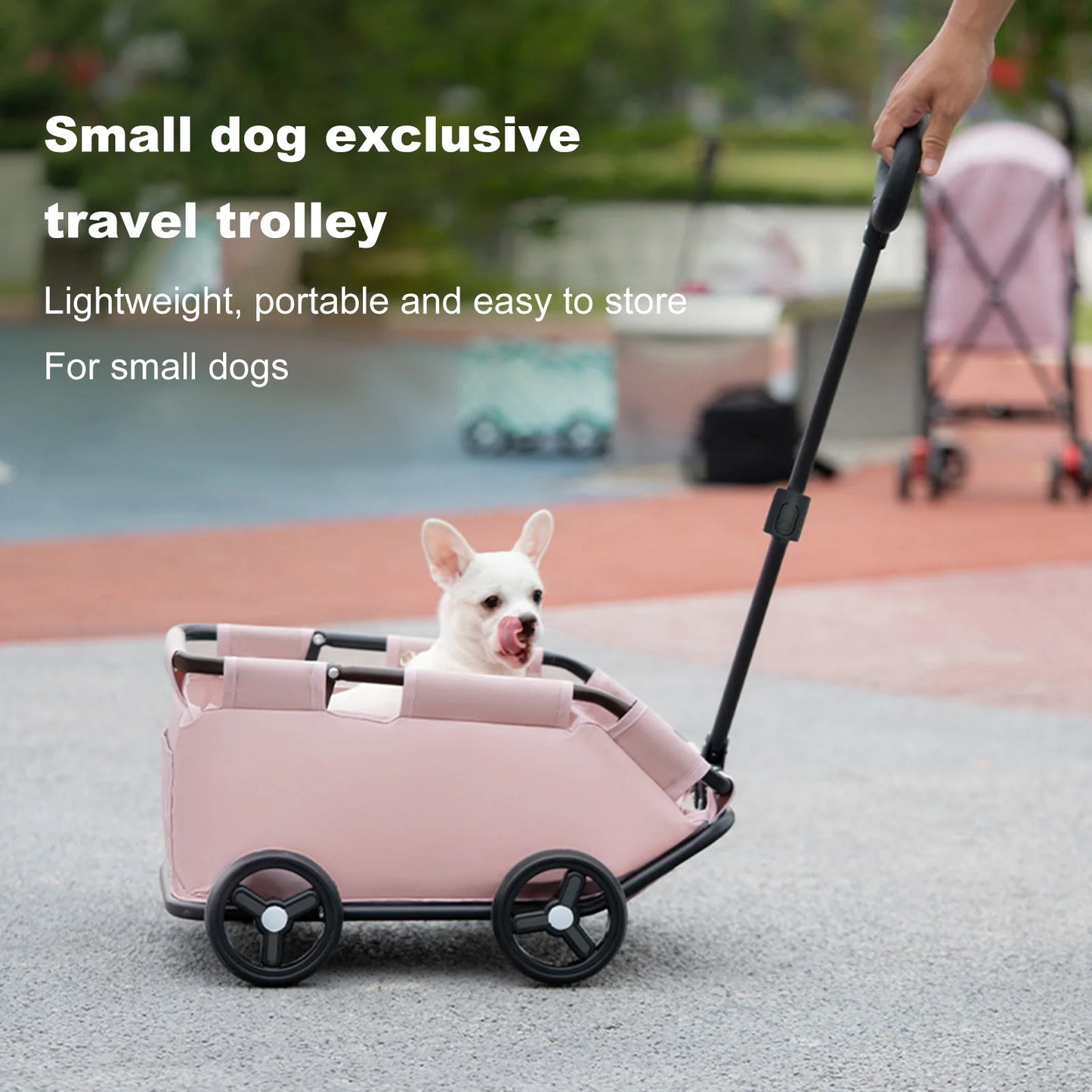 Cute Pink Dog Stroller- 4 Wheels- Folding- for Travelling- Shopping- Walking -Playing