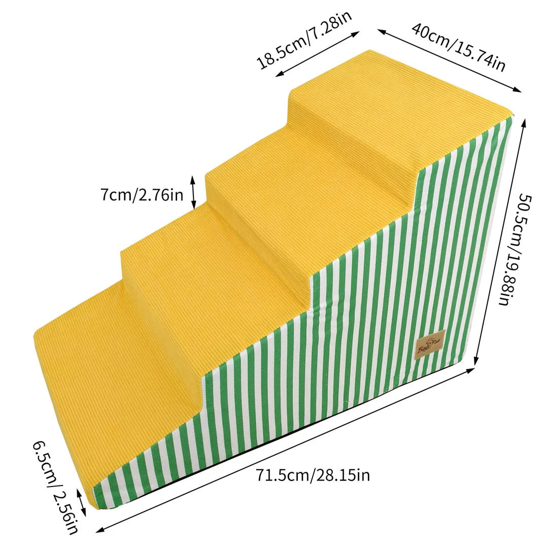 Bright Yellow Pet Stairs-High-Density Foam- Gentle Slope- Access Ramp 3/4/5 Steps- Safe-Pet Stairs