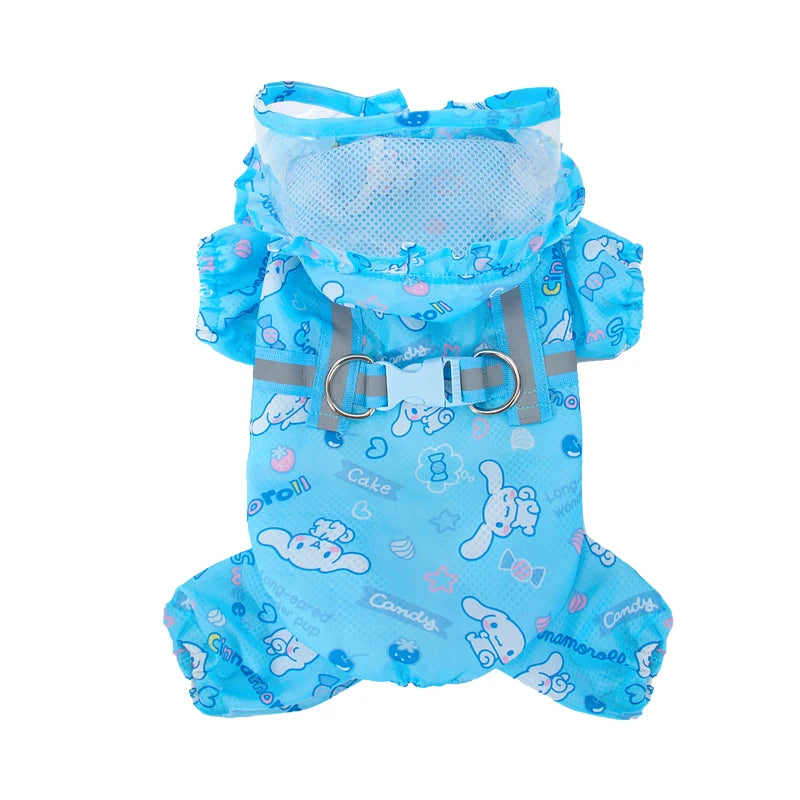 Cinnamoroll Pet Raincoat Waterproof Hood 4 leg Rain Jacket for Dogs of all Sizes - Keep Your Pup Dry and Stylish