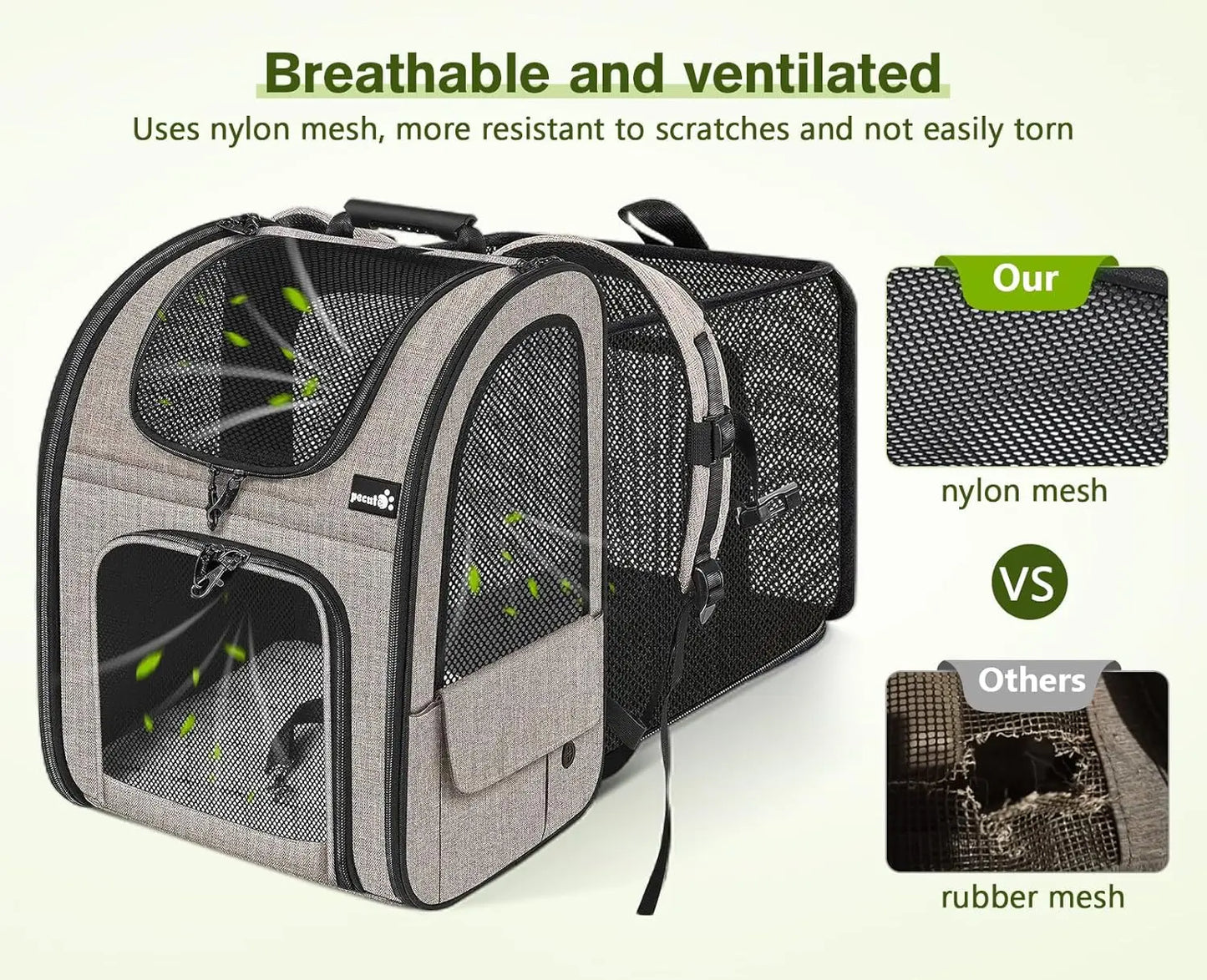 Pet Backpack Carrier-Expandable with Breathable Mesh for Small Dogs