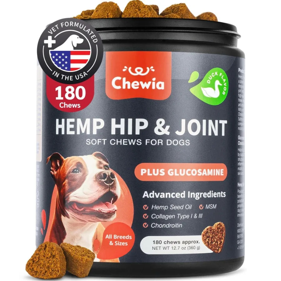 Glucosamine for Dogs Hemp Hip and Joint Supplement for Dogs Glucosamine Chondroitin Chews with MSM Turmeric Collagen for Mobility