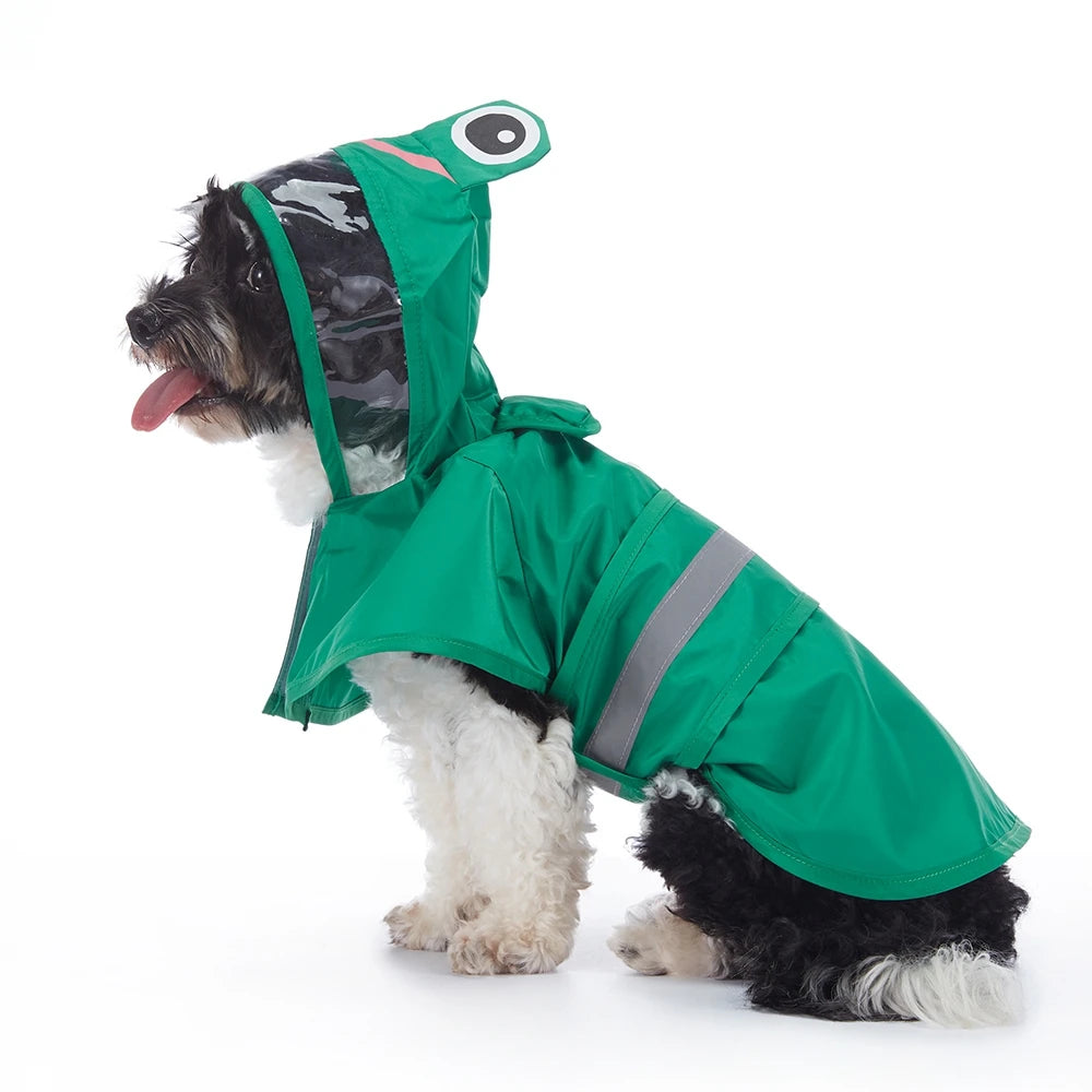 Fashionable Reflective Pet Dog Raincoat Cute Hooded Waterproof Poncho