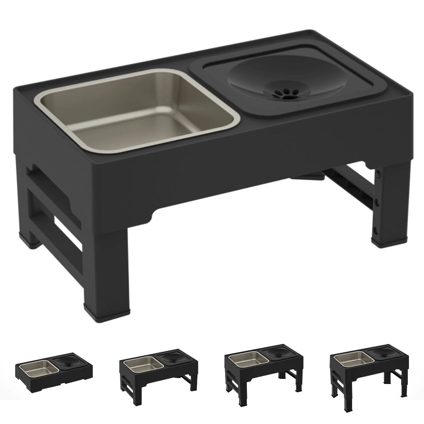 3 In 1 Dog Stainless Steel Slow Feed Bowl-Floating Water Bowl-Spine Protection- Adjustable Height- Slow Food Feeder