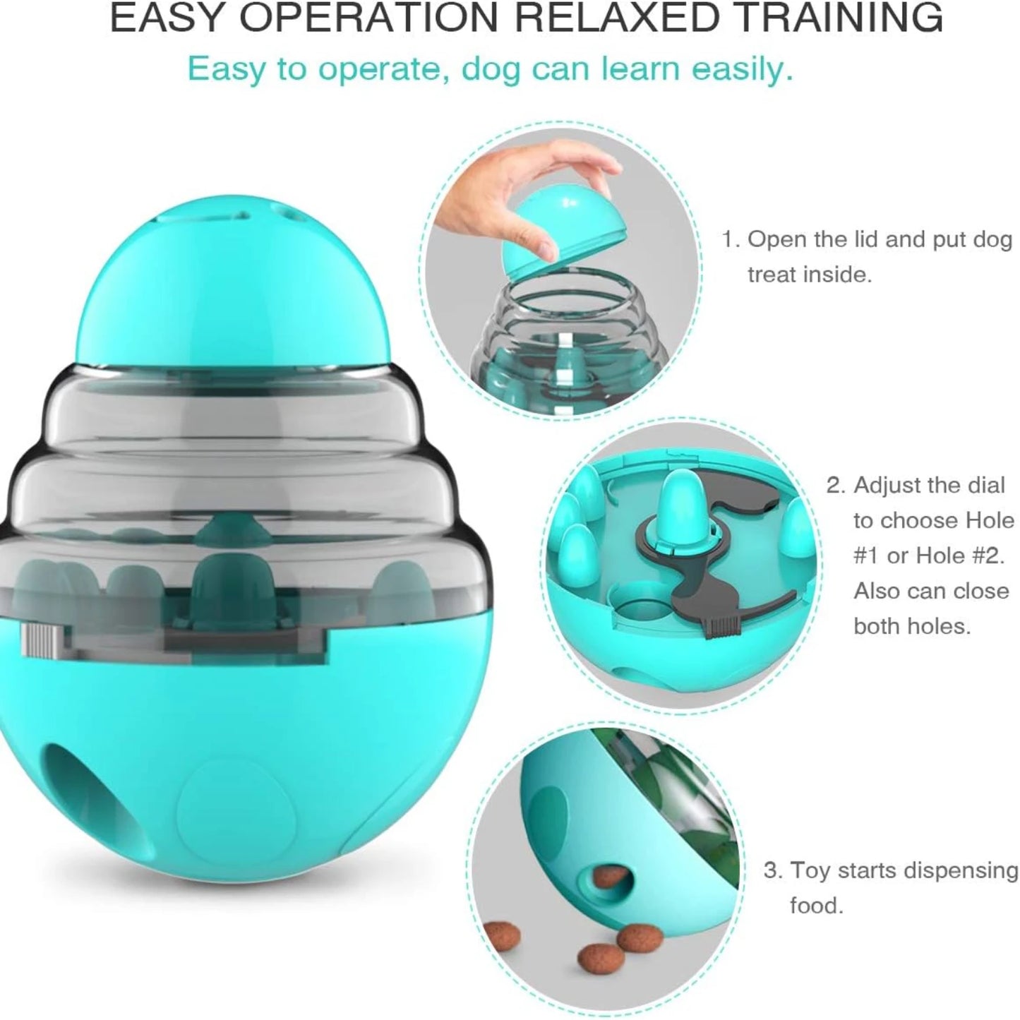 Sturdy and Interactive Slow Feeder Tumbler Toy - Engaging Food Puzzle Ball Dispenser for Small Medium Dogs