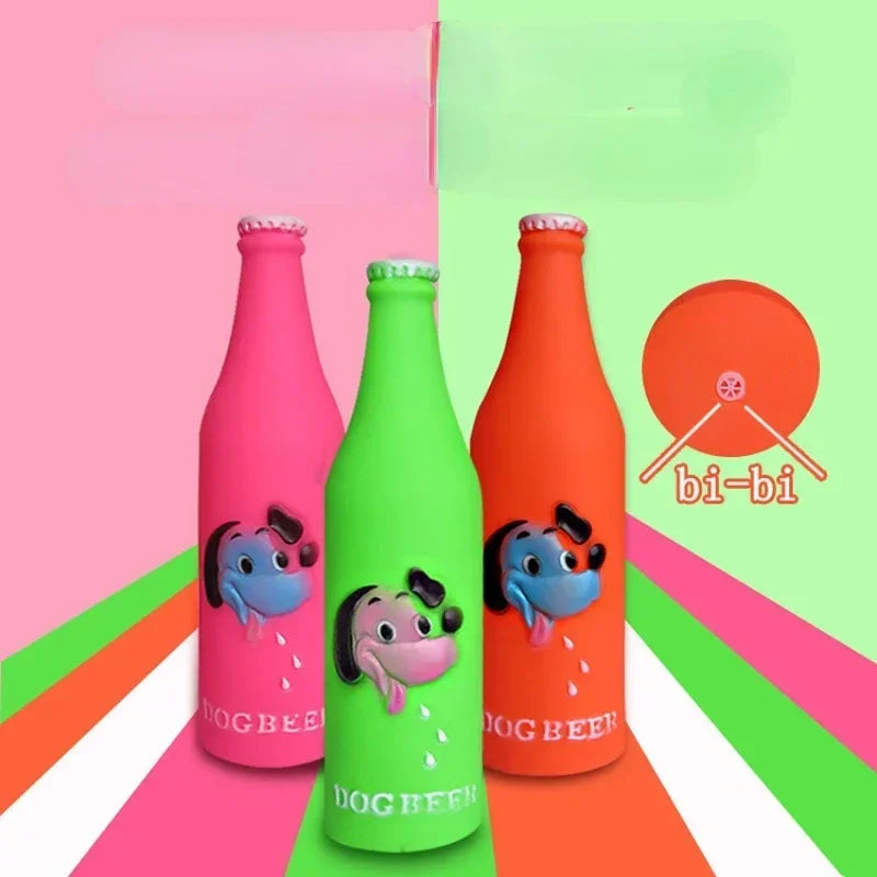 New Squeaky Dog Toys- Silicone Beer Bottles- Chew Toys for Dogs