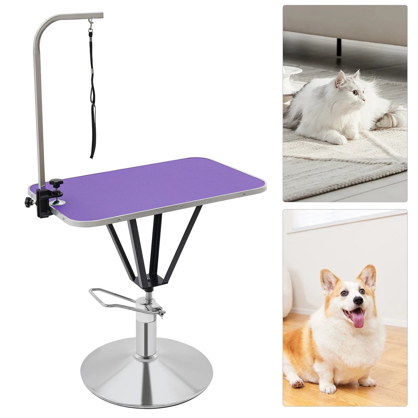 Grooming Table- Hydraulically Lifting - 360° Tabletop Swivel Angle Animal Care Table