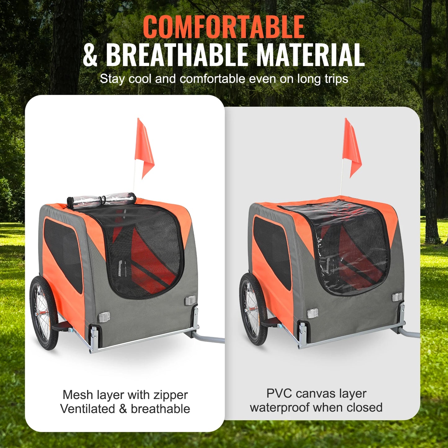 SucceBuy 66 lbs Pet Cart Bicycle Carrier -Dog Bike Trailer with Folding Frame Wheels- Coupler -Reflectors Flag for Dogs Accessories